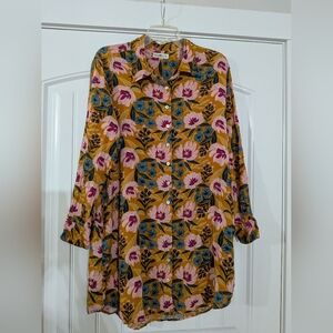 Natural Life Floral Georgia Shirt Long Sleeve Mini Dress